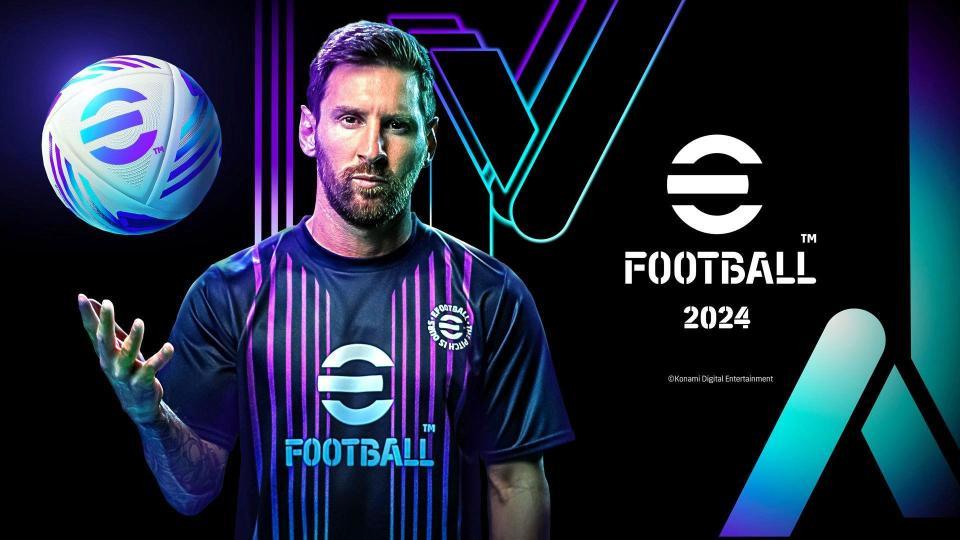 「ｅＦｏｏｔｂａｌｌ２０２４」のアンバサダーに就任したメッシ（ⓒＫＯＮＡＭＩ）