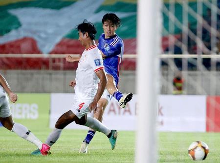 中村敬斗が先制弾　左サイド抜けだし、右足一閃　日本代表・敵地ミャンマー戦