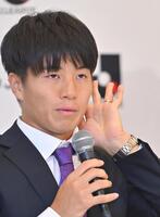 　Ｕ－２３日本代表に選出されて会見する京都・川崎颯太（撮影・北村雅宏）