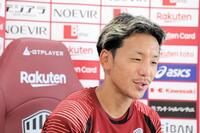 　オンライン取材に応じる神戸・井手口©ＶＩＳＳＥＬ　ＫＯＢＥ