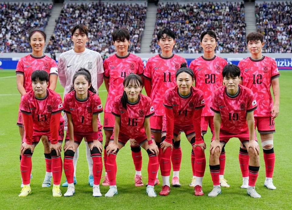 　日本戦に臨む女子韓国代表イレブン