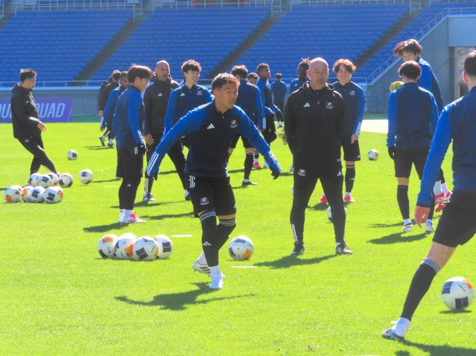 　上海申花戦に向けて、前日練習を行った横浜ＭのＭＦ喜田拓也主将