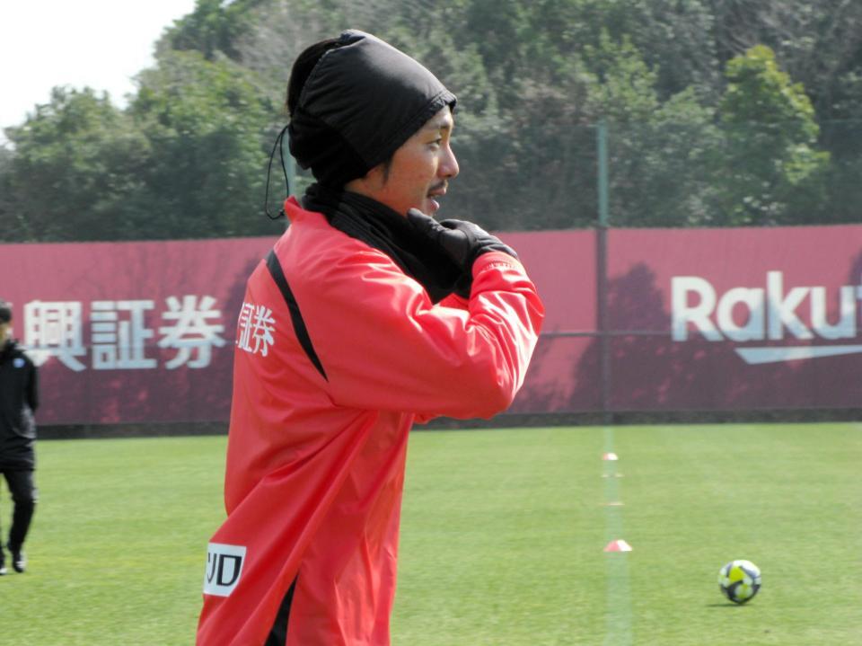 　全体練習の一部に復帰したＭＦ井手口