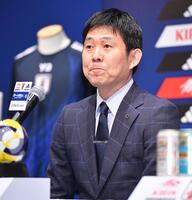 　会見に臨む日本代表・森保監督（撮影・開出牧）