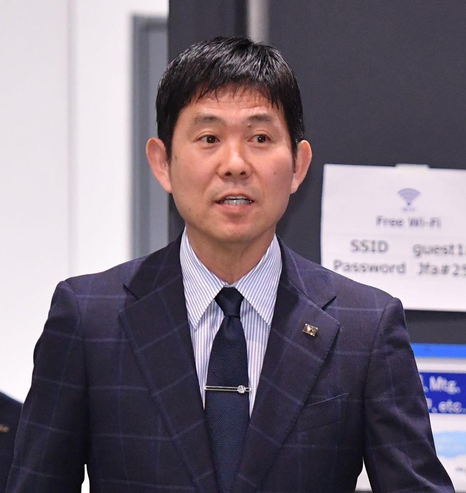 　メンバー発表会見に登場した日本代表・森保監督（撮影・開出牧）