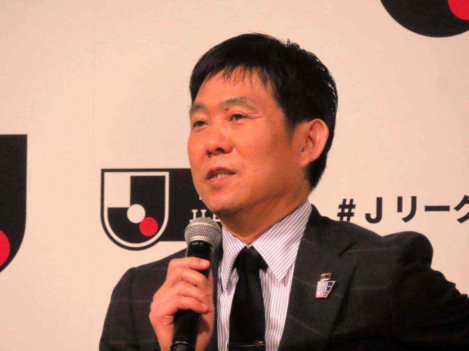 　「２０２５“Ｊリーグの日”特別企画発表会」に出席したサッカー日本代表・森保一監督