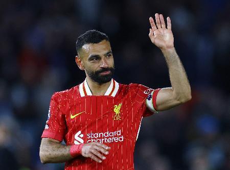 　リバプールのエジプト代表ＦＷモハメド・サラー＝１９日、ブライトン（ロイター＝共同）