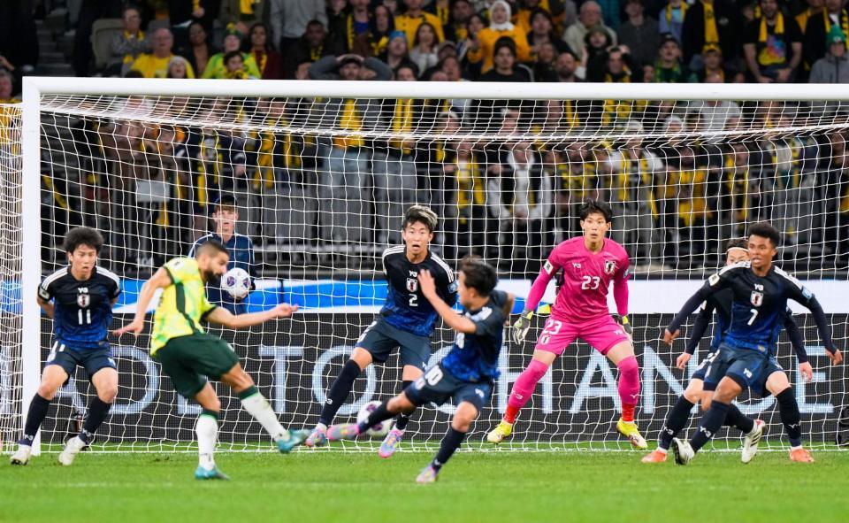 　後半、オーストラリアに決勝ゴールを決められる日本
