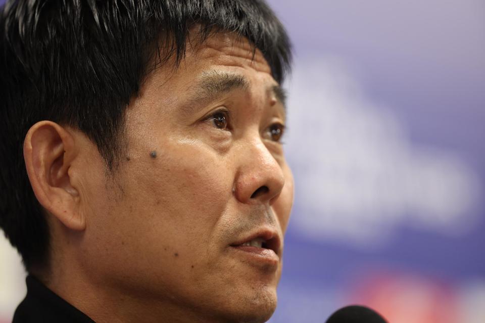 　会見する日本代表・森保一監督（撮影・中田匡峻）