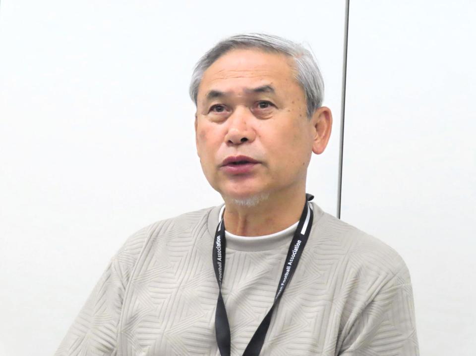 　都内で取材に応じた佐々木則夫女子委員長