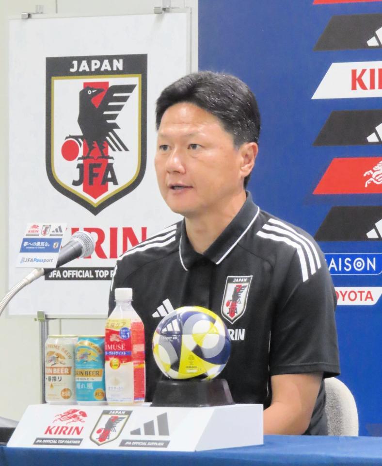 　Ｕ－２３アジア杯予選に向けたメンバー発表会見に出席した大岩剛監督
