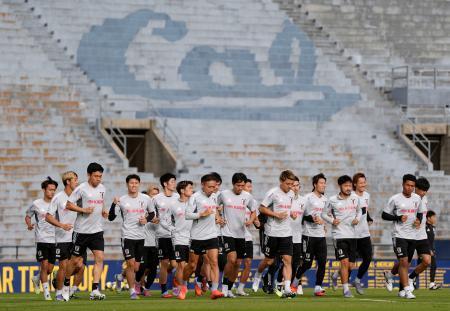 　メキシコ戦へ向け、調整する日本代表＝オークランド近郊（共同）