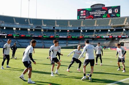 　メキシコ戦へ向け、最終調整する日本代表＝オークランド（共同）