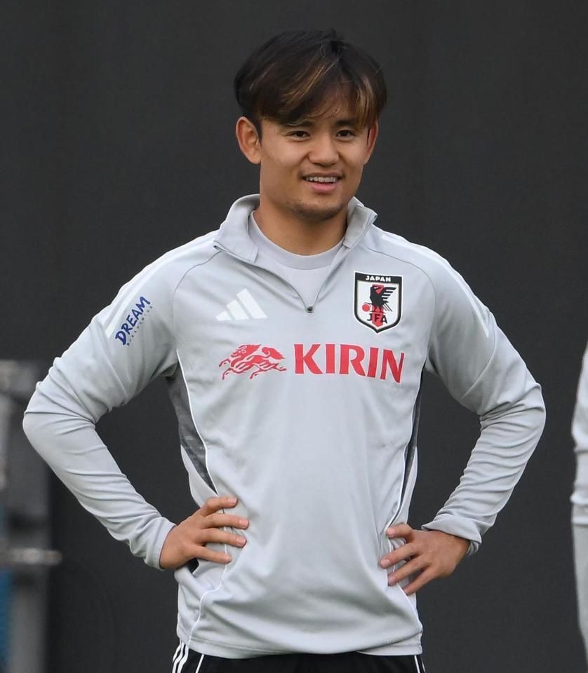 　別メニューで調整した日本代表・久保建英（撮影・堀内翔）