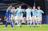 　前半、先制したメルボルン・シティーイレブン（撮影・石井剣太郎）