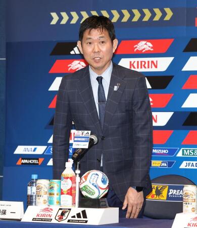 　日本代表メンバーを発表した森保監督（撮影・金田祐二）