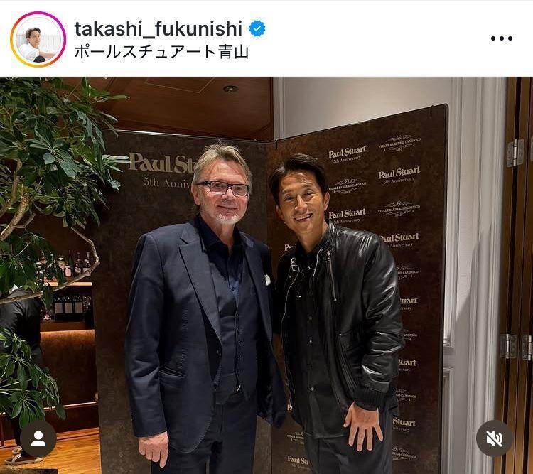 　福西崇史氏インスタグラム（ｔａｋａｓｈｉ＿ｆｕｋｕｎｉｓｈｉ）より