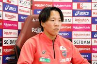 　オンライン取材に答える神戸・広瀬©ＶＩＳＳＥＬ　ＫＯＢＥ