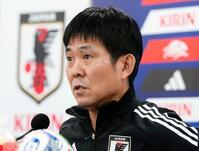 　ボリビア戦を前に記者会見する森保監督