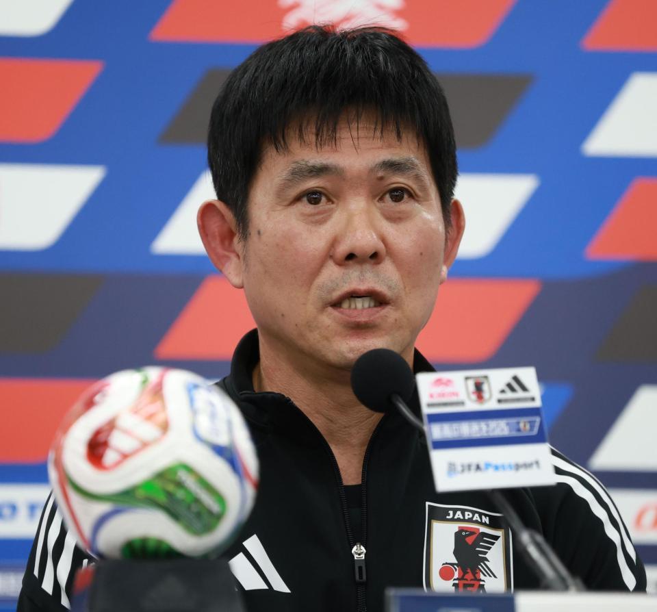 　会見する森保一監督（撮影・金田祐二）