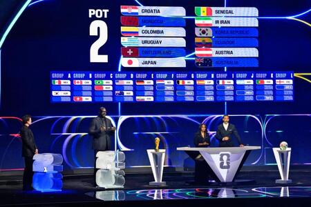 　サッカーＷ杯北中米３カ国大会の組み合わせ抽選で、Ｆ組に決まった日本（共同）