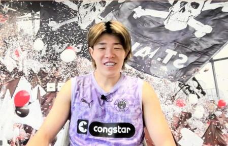 オンライン取材に応じたザンクトパウリのＤＦ安藤智哉