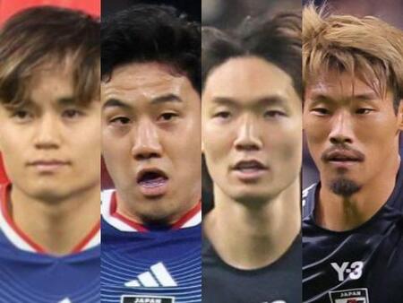 （左から）久保建英、遠藤航、板倉滉、守田英正