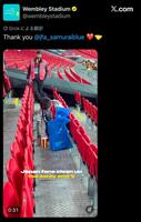 　日本サポーターの行動に感謝の投稿　ウェンブリー競技場公式Ｘ（＠ｗｅｍｂｌｅｙｓｔａｄｉｕｍ）より