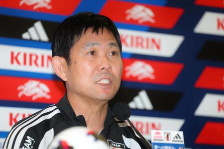 会見する森保一監督（撮影・石井剣太郎）