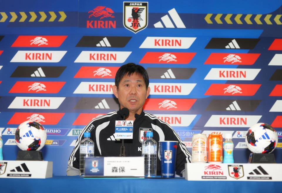 会見する森保一監督（撮影・石井剣太郎）