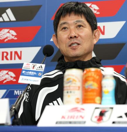 エクアドル戦を前に抱負を語る日本代表・森保一監督（撮影・伊藤笙子）