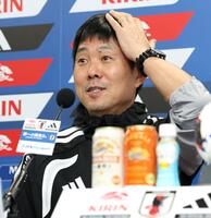 エクアドル戦を前に抱負を語る日本代表・森保一監督（撮影・伊藤笙子）