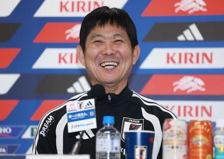 会見する森保一監督（撮影・石井剣太郎）