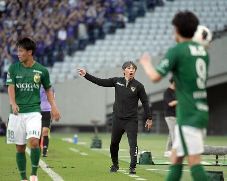 指示を出す、東京Ｖ・相馬直樹監督（撮影・千葉大輝）