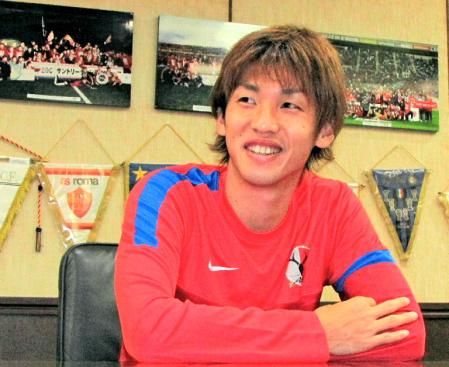 東アジア杯以来となる日本代表に選出され、笑みがこぼれる鹿島・大迫