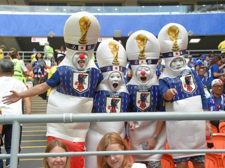 　盛り上がる日本サポーター＝ロシア・サランスク（撮影・堀内翔）