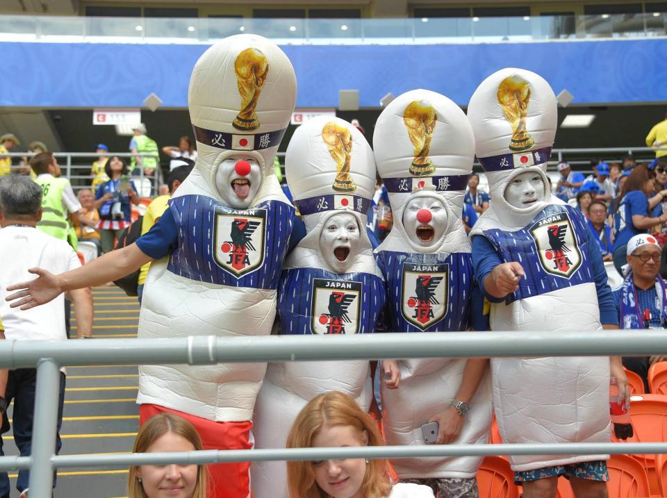 　盛り上がる日本サポーター＝ロシア・サランスク（撮影・堀内翔）
