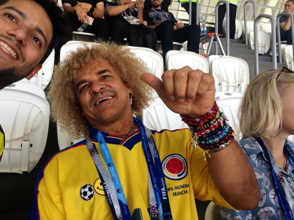日本戦を観戦に訪れたコロンビアサッカー代表のレジェンド、カルロス・バルデラマ氏