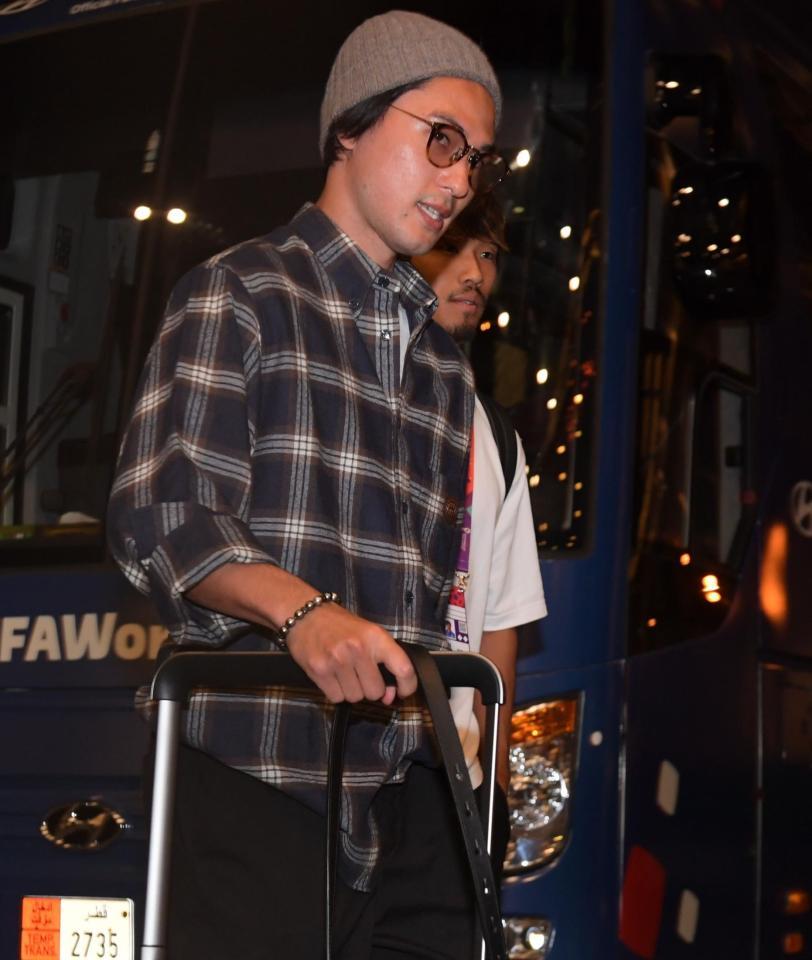 　ドーハ入りした南野拓実（撮影・金田祐二）