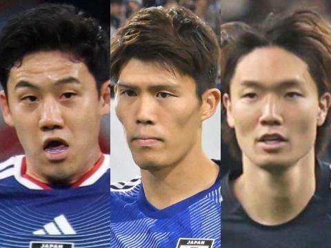 （左から）遠藤航、冨安健洋、板倉滉