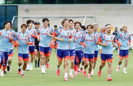 　オランダ戦に向けた練習に臨む日本代表