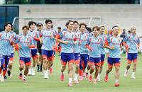 　オランダ戦に向けた練習に臨む日本代表