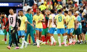 　モロッコと引き分けたブラジルイレブン＝ニューヨーク（共同）