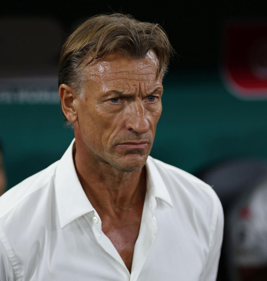 試合前のチュニジア代表　エルベ・ルナール監督＝エスタディオ・モンテレイ（撮影・中田匡峻）