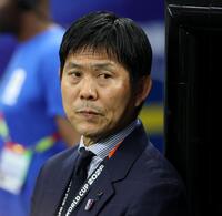 試合前の森保監督（撮影・中田匡峻）
