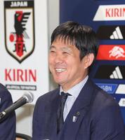 会見をする森保一監督（撮影・佐々木彰尚）