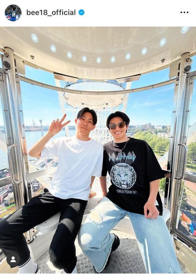上田綺世のインスタグラム＠ｂｅｅ１８＿ｏｆｆｉｃｉａｌ（２５年８月２８日付）より