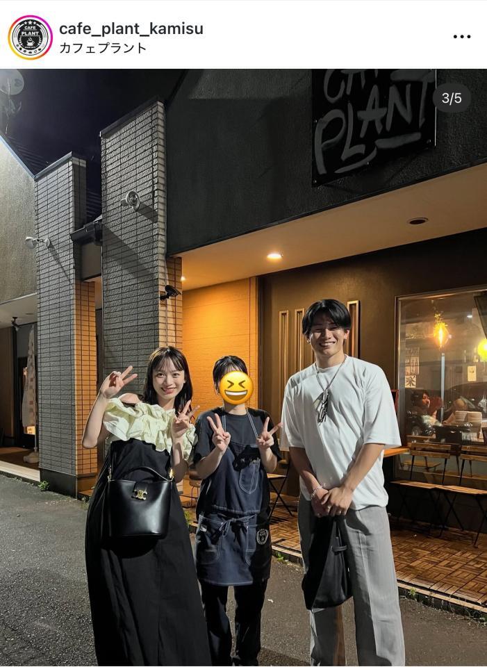 ２５年６月にＣＡＦＥ　ＰＬＡＮＴを訪れた上田綺世。ＣＡＦＥ　ＰＬＡＮＴ公式インスタグラム（ｃａｆｅ＿ｐｌａｎｔ＿ｋａｍｉｓｕ）より（６月２５日付）