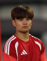 子どもたちの質問に答えた久保建英（撮影・佐々木彰尚）
