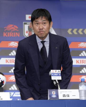 会見に臨む日本代表・森保一監督